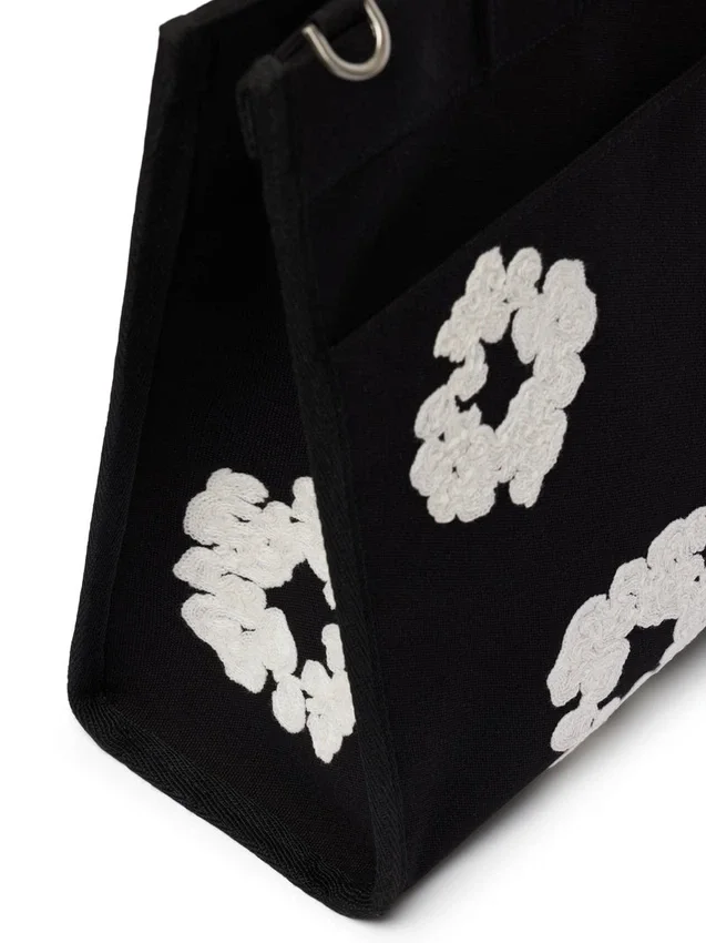 Duża torba płócienna z motywem „Cotton Wreath”