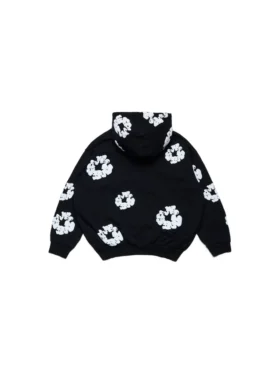 Dziecięca bluza z kapturem i zamkiem „Cotton Wreath Hoodie”, czarna
