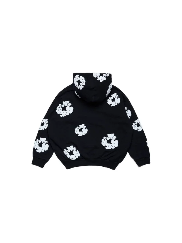 Dziecięca bluza z kapturem i zamkiem „Cotton Wreath Hoodie”, czarna