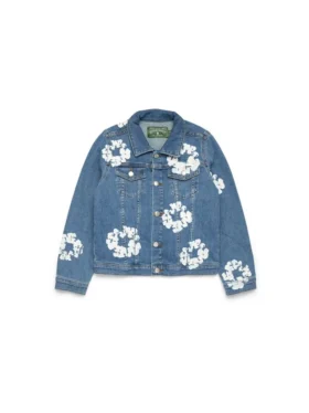 Dziecięca kurtka Denim z motywem Cotton Wreath w kolorze jasnego indygo