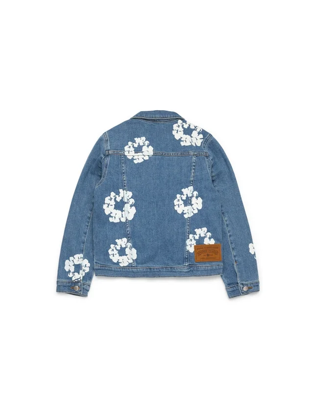 Dziecięca kurtka Denim z motywem Cotton Wreath w kolorze jasnego indygo