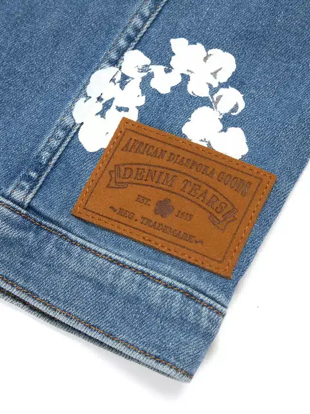 Dziecięca kurtka Denim z motywem Cotton Wreath w kolorze jasnego indygo