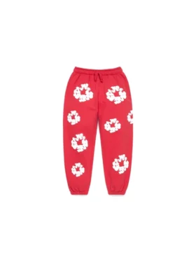 Dziecięce Cotton Wreath Sweatpants – czerwone