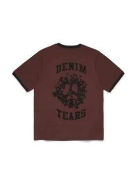 Koszulka Denim z okrągłym dekoltem „U Ringer” – brązowa