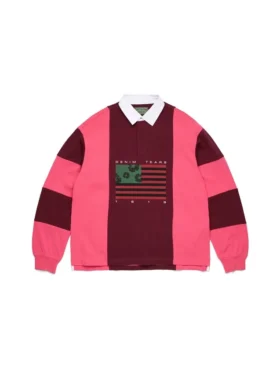 Koszulka rugby z bawełnianym wiankiem Cotton Wreath i flagą panafrykańską, różowo-brązowa
