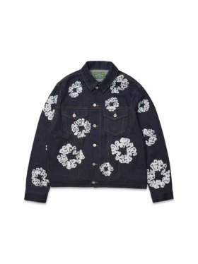Kurtka Denim z motywem „Cotton Wreath” i ćwiekami, z selvedge