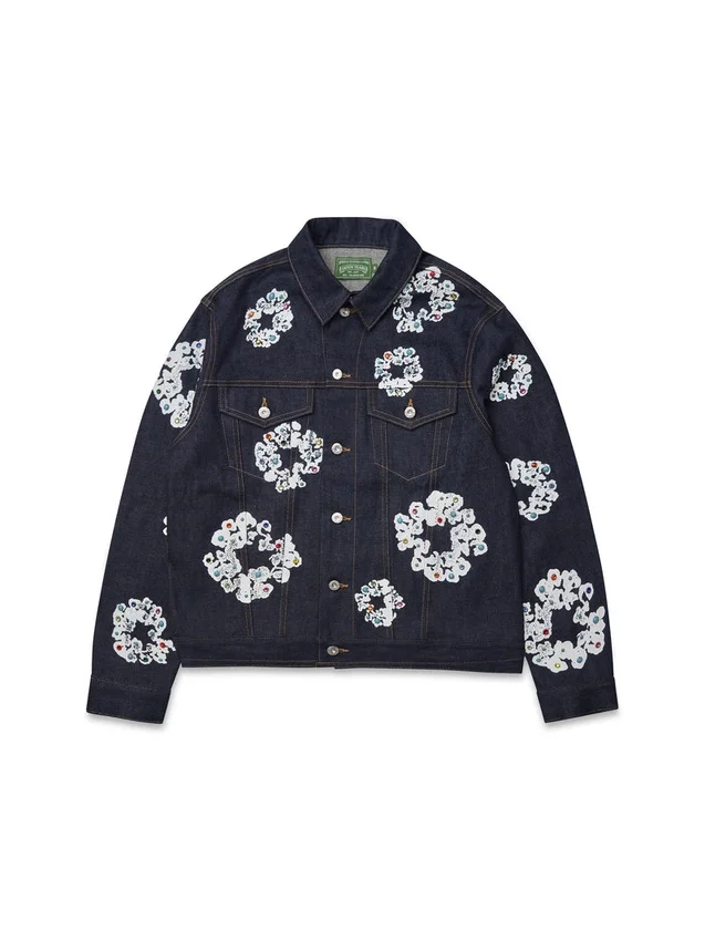 Kurtka Denim z motywem „Cotton Wreath” i ćwiekami, z selvedge