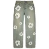 Luźne Denim dżinsy z motywem „Cotton Wreath” w wykończeniu „Dirty Wash”