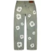 Luźne Denim dżinsy z motywem „Cotton Wreath” w wykończeniu „Dirty Wash”