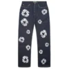 Luźne spodnie Denim z motywem „Cotton Wreath” z ćwiekami, selvedge