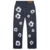 Luźne spodnie Denim z motywem „Cotton Wreath” z ćwiekami, selvedge