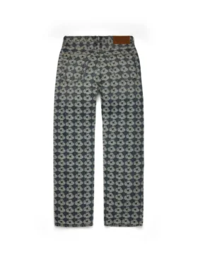 Luźne spodnie Denim z wzorem w wieńce w stylu żakardowym