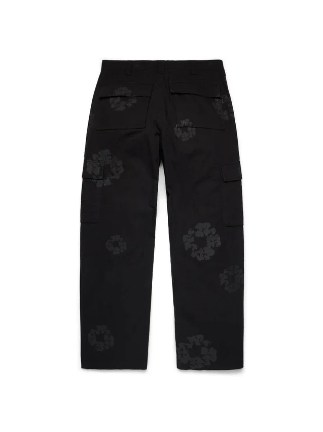Spodnie cargo z motywem Mono Wreath – czarne