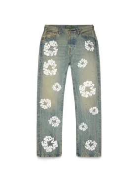 Spodnie Denim „Cotton Wreath” o prostym kroju, w wykończeniu „Dirty Wash”