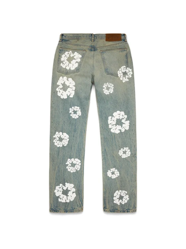 Spodnie Denim „Cotton Wreath” o prostym kroju, w wykończeniu „Dirty Wash”