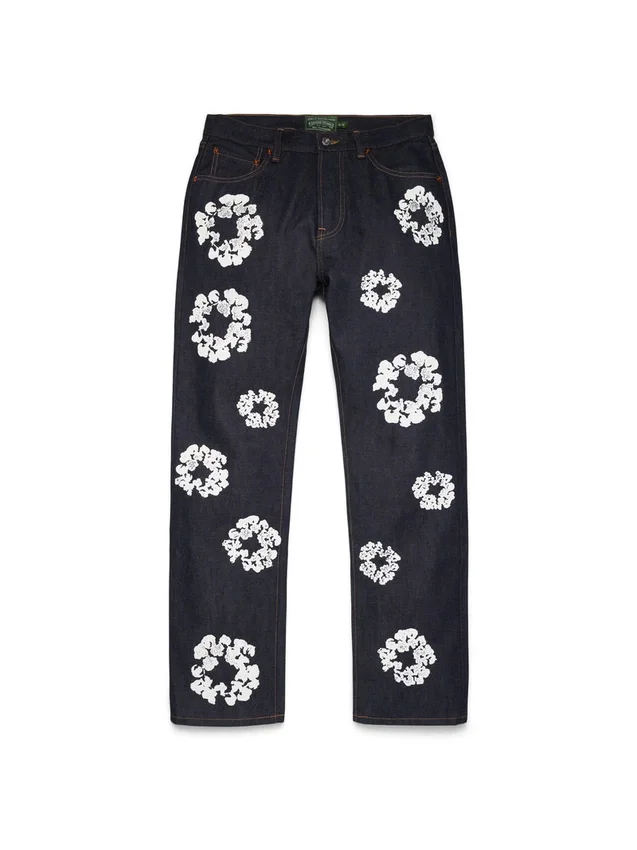 Spodnie Denim z prostym krojem „Cotton Wreath” z selvedge