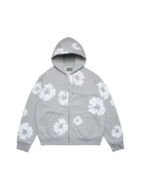 Szara bluza z kapturem i zamkiem „Cotton Wreath Hoodie”