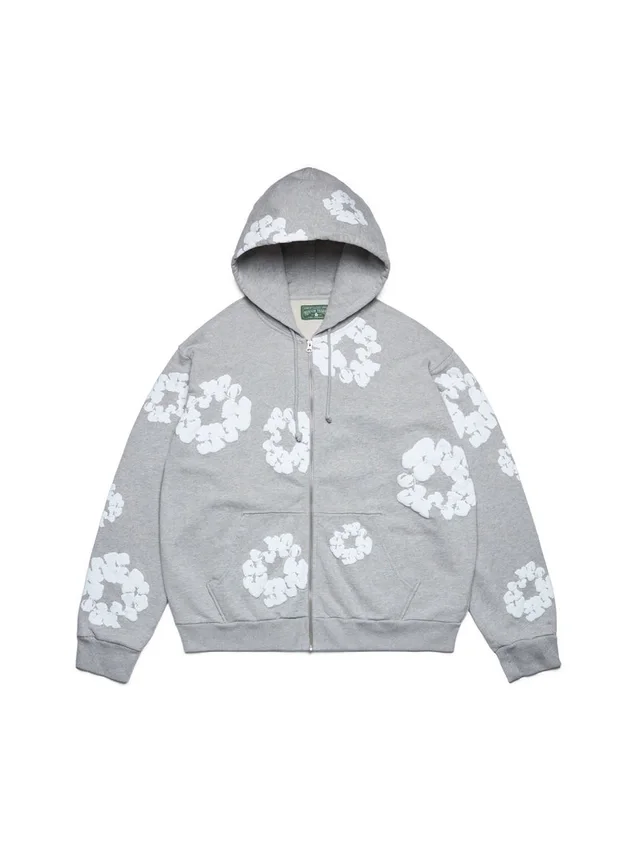 Szara bluza z kapturem i zamkiem „Cotton Wreath Hoodie”