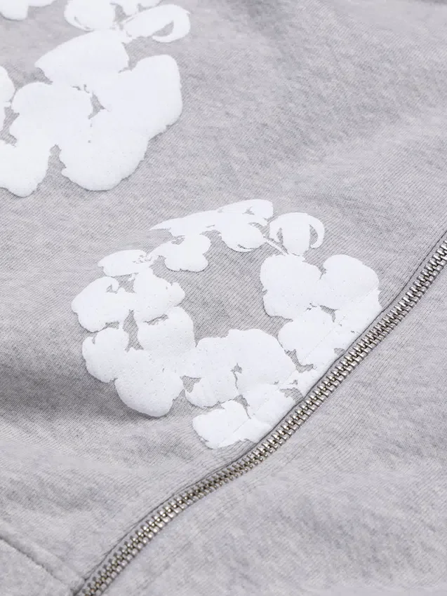 Szara bluza z kapturem i zamkiem „Cotton Wreath Hoodie”