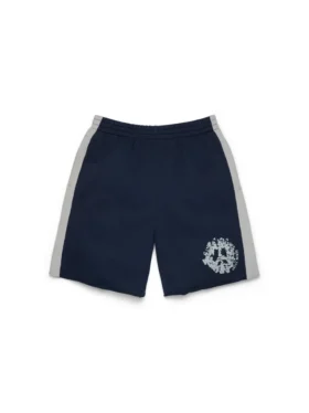 Szorty dresowe Denim U z wstawkami, granatowe