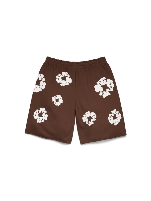 Szorty dresowe z motywem „Cotton Wreath” – ciemnobrązowe