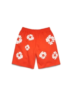 Szorty dresowe z motywem „Cotton Wreath” w kolorze ciemno pomarańczowym