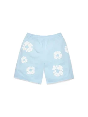 Szorty dresowe z motywem Cotton Wreath w kolorze pudrowym niebieskim