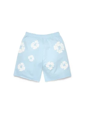 Szorty dresowe z motywem Cotton Wreath w kolorze pudrowym niebieskim